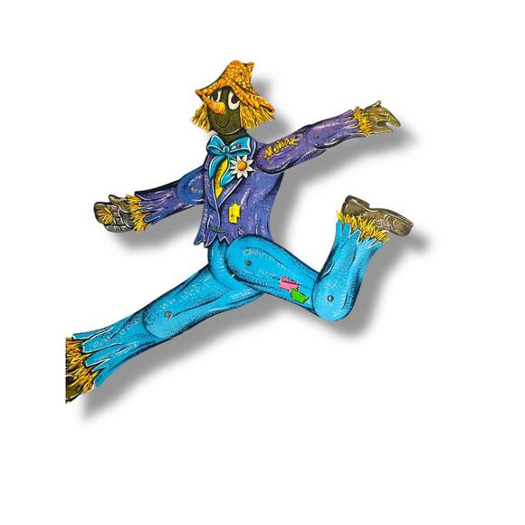Vintage Articutated Scarecrow Decor Fall Autumn 15.5" Beistle USA Die Cut - Picture 4 of 7